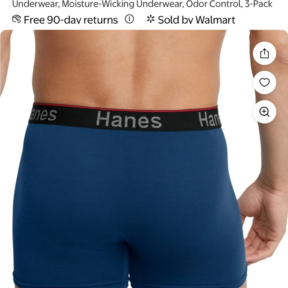 Hanes Men's Navy Boxer Briefs Two Pair NIP Size XL